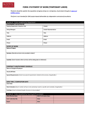 Statement of Work for Temporary Labor