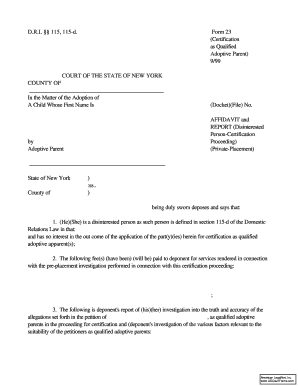 New York Adoptive Parent Certification Form