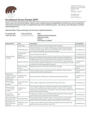 California Virtual Academies Enrollment Forms Packet
