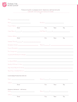 Community Service Application for Court Appointed Volunteers