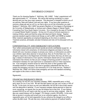 Informed Consent for Mental Health Counseling