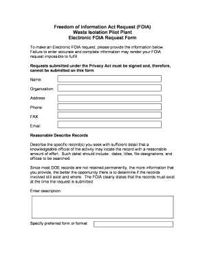 Freedom of Information Act Request Form