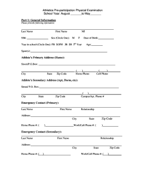 Athletics Pre-participation Physical Examination