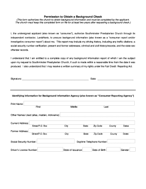 Permission to Obtain a Background Check