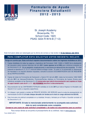 Formulario de Ayuda Financiera Estudiantil
