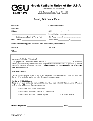 Annuity Withdrawal Form