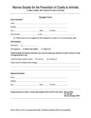 Monroe SPCA Donation Form