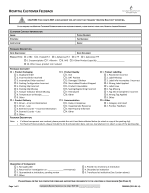 Hospital Customer Feedback Form
