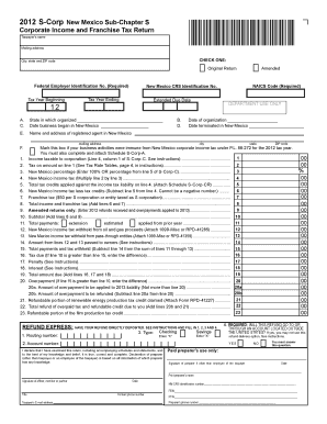 New Mexico S-Corp Income and Franchise Tax Return