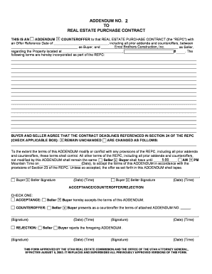 Utah Real Estate Purchase Contract Addendum
