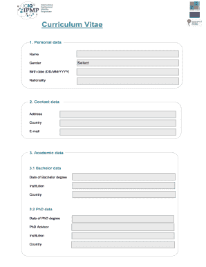 Curriculum Vitae for Postdoctoral Mobility Program