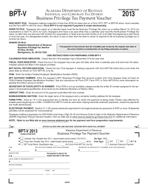 Alabama Business Privilege Tax Payment Voucher