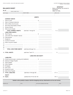 California Balance Sheet LIC 403