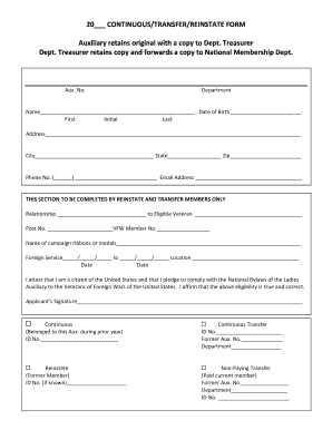 Ladies Auxiliary VFW Membership Form