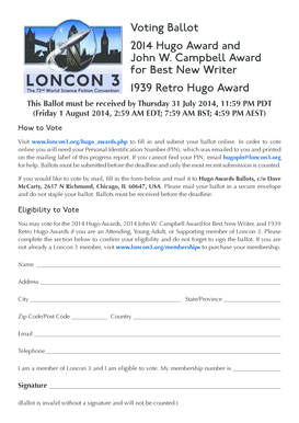 2014 Hugo Award Ballot