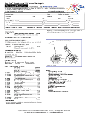 Top End Excelerator Custom Handcycle Order Form