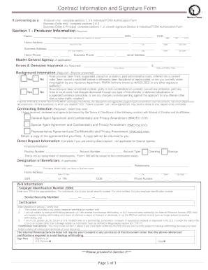 Mutual of Omaha Contract Information and Signature Form