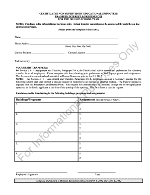Educational Employee Transfer Interest Form