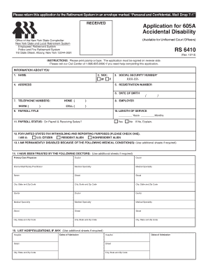 New York Accidental Disability Application