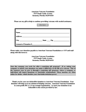 American Veterans Foundation Donation Form