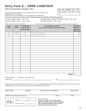 Coconino County Fair Livestock Entry Form