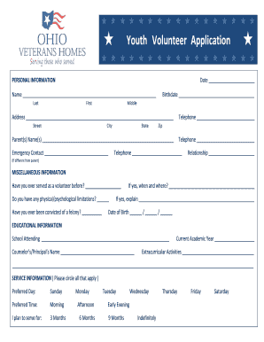 Youth Volunteer Application Form