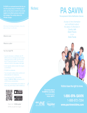 PA SAVIN Offender Custody Notification Form