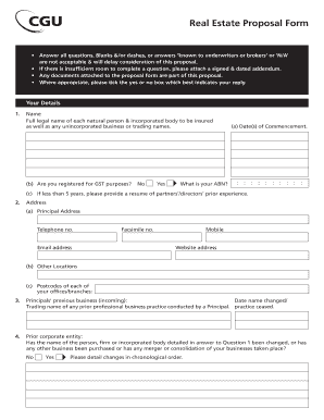 Real Estate Proposal Form