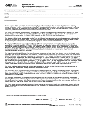 Schedule B Form 105 Agreement of Purchase and Sale