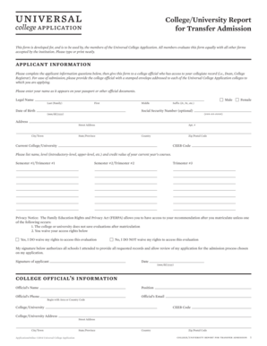 College Transfer Admission Report
