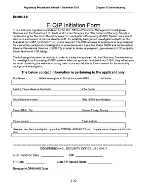 Retreat letter to my daughter from mother - Exhibit 3-9 E-QIP Initiation Form - fda