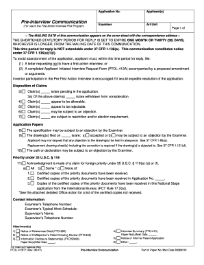 USPTO Pre-Interview Communication