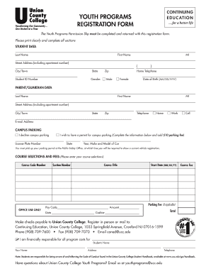 Youth Programs Registration Form
