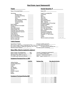 Real Estate Agent Expense Statement