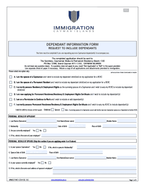 DEPENDANT INFORMATION FORM - bimmigrationgovkyb