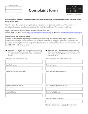 Barrister Complaint Form