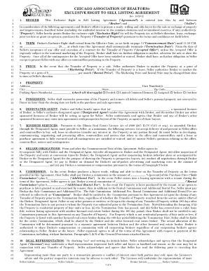 Chicago Exclusive Right to Sell Listing Agreement