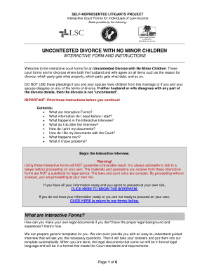 Uncontested Divorce with No Minor Children