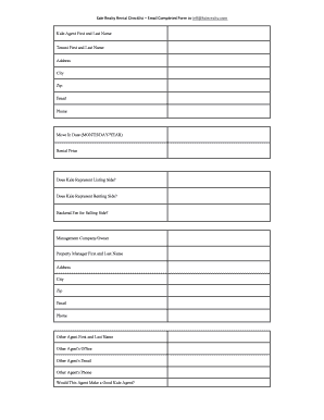 Kale Real Estate Agent Information Form