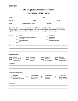 Classroom Observation Form