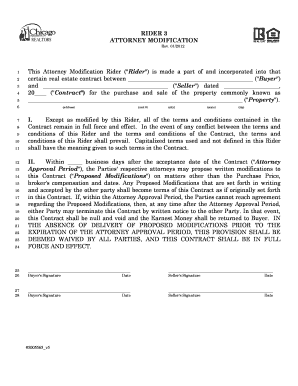 Realtors Attorney Modification Rider