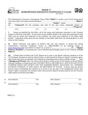 Homeowner's Insurance Contingency Clause Rider