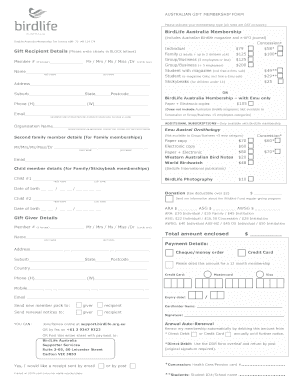 Australian Gift Membership Form