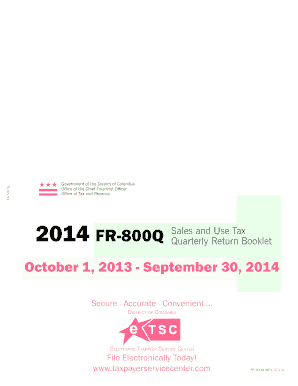 District of Columbia Sales and Use Tax Quarterly Return