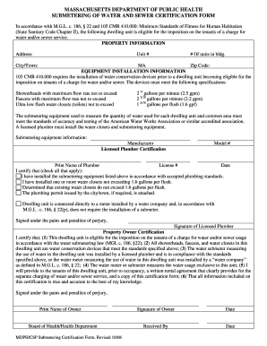 Massachusetts Water and Sewer Submetering Certification Form