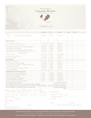 Cullen Wines Order Form