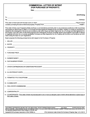Commercial Letter of Intent for Property Purchase