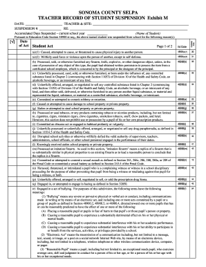 Teacher Record of Student Suspension