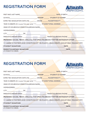 Atlanta Urban Debate League Registration Form