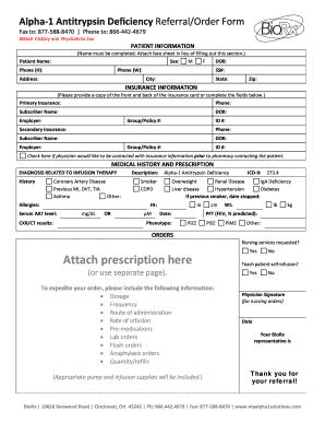Alpha-1 Antitrypsin Deficiency Referral Form